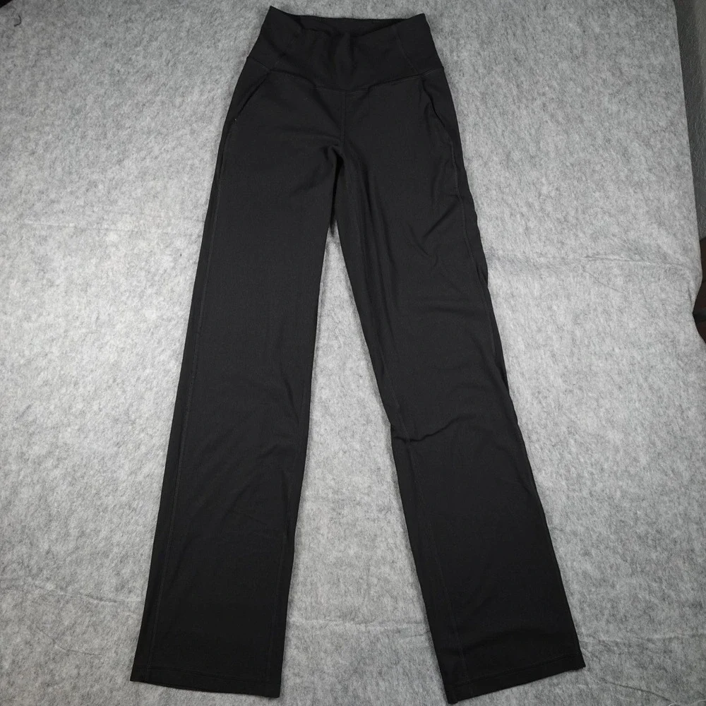 Lululemon Pant Womens 4 Black Tall Align Ribbed High Rise Wide Leg Athletic Yoga